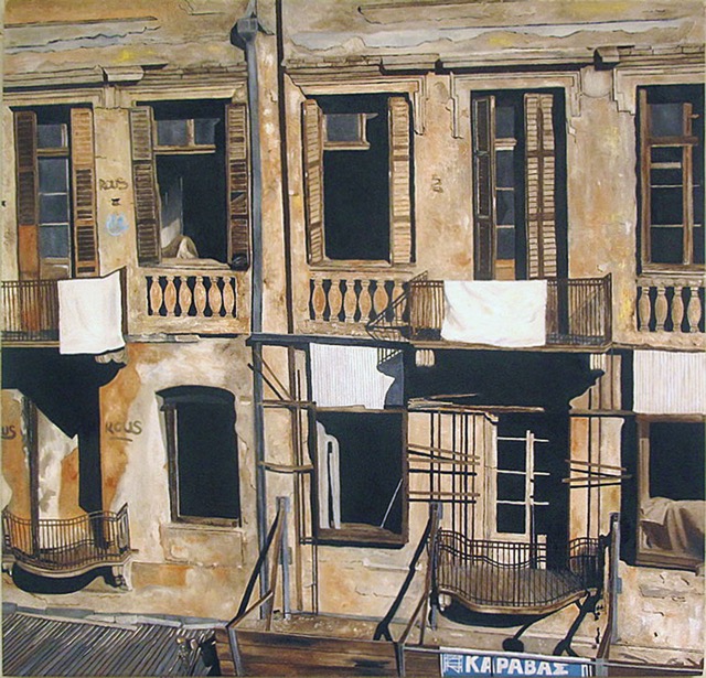 BUILDING ON ERMOU STREET, oil on canvas, 48x50 inches, 122x127 cm.jpg