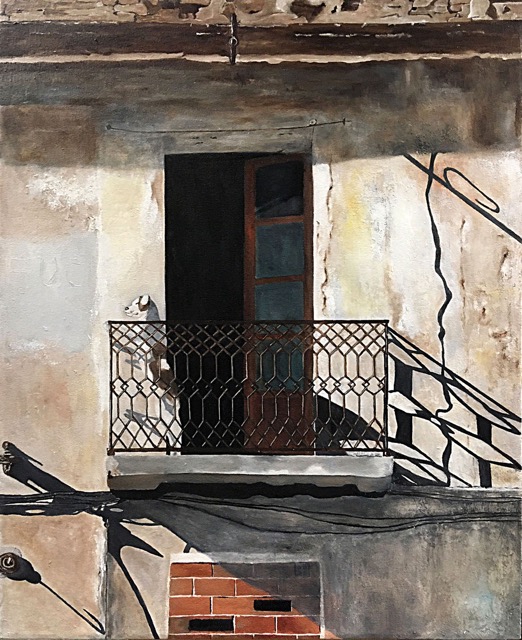 DOG ON BALCONY, oil on canvas, 30x24 inches, 76x61 cm.jpg