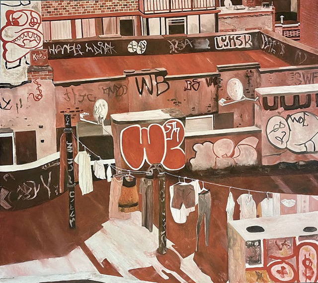 LAUNDRY ON THE ROOFTOP, oil on canvas, 36x40 inches, 91,5x102 cm .jpg