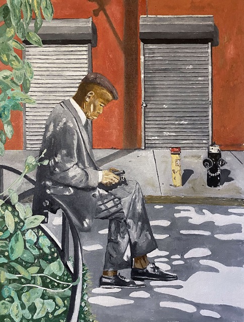 MAN IN RED HOOK, oil on canvas, 16x12 inches, 40x30 cm.jpg